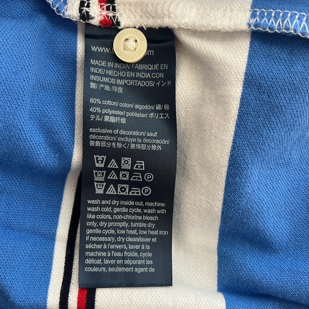 Tommy Hilfiger Blue and White Striped Polo Shirt - Picture 6 of 6